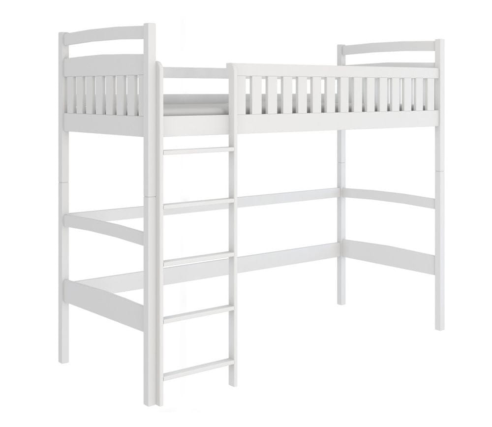 Veneti Detská jednolôžková posteľ s horným spaním MAAIKE - 80x200, biela